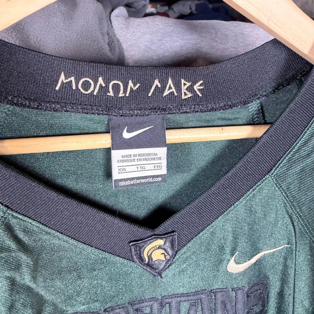Nike Spartans Football‎ Jersey Green Gold Number 8 XXL Mens Long Sleeve